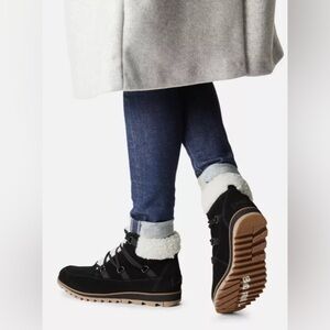 Sorel Harlow Lace Cozy Bootie Black Suede Sz 7 1977351